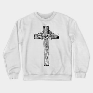 A wooden cross with a crown of thorns Crewneck Sweatshirt